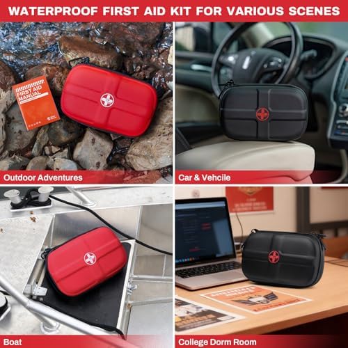 EVA First Aid Kit Small Waterproof Travel Emergency Kit (Red)