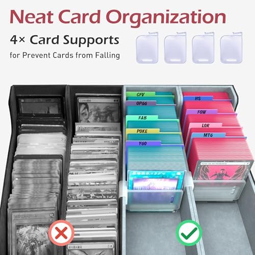 4-Row【3200+】 Trading Card Storage Box, Card Organizer Holder with 24 Dividers, Case Fit for MTG TCG Magic Commander Deck Playing Cards, Deck Box for Sport Card