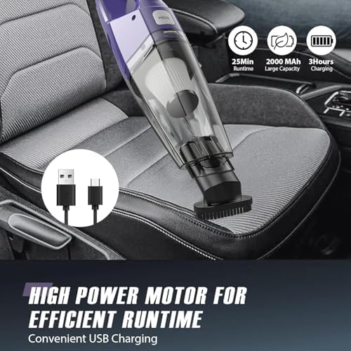 Handheld Vacuum Cordless – Car Vac Portable with 8KPA & Multi Accessories & Low Noise, Lightweight Hand Held Vacuum Cordless Rechargeable for Car/Home/Dust/Pet Hair, Mine Portable Vacuum