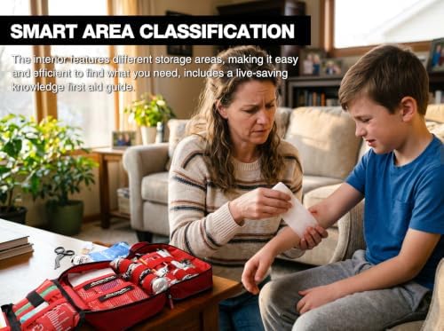 410 PCS First Aid Kit, Double‑Sided Reflective Well‑Organized Waterproof Emergency Supply Kit for Home, Car, Travel & Outdoor