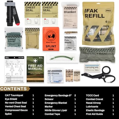 IFAK Refill Kit 17Pcs with CAT Gen-7 Tourniquet, Emergency Tactical First Aid Kit Medical Supplies, IFAK Trauma Kit Combat Pack for Trauma Wound Care, Gunshot, Car & Camping