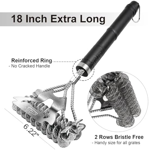 Grill Brush, Bristle Free for Outdoor BBQ Scraper Cleaner, 18-Inch