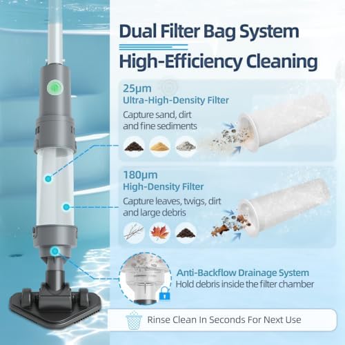Hot Tub Vacuum, Cordless Handheld Pool Vacuum for Above Ground Pool