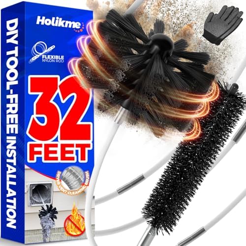 Dryer Vent Cleaner Kit - 32Ft Flexible Lint Brush for Deep Cleaning