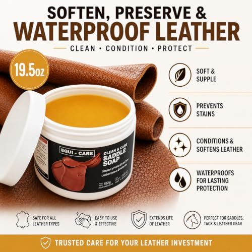 Clean & Care Saddle Soap, Glycerin-Based soap with Added Moisturizers Designed to Clean and Condition Leather. Keep Your Leather tack and Equipment in top Condition.
