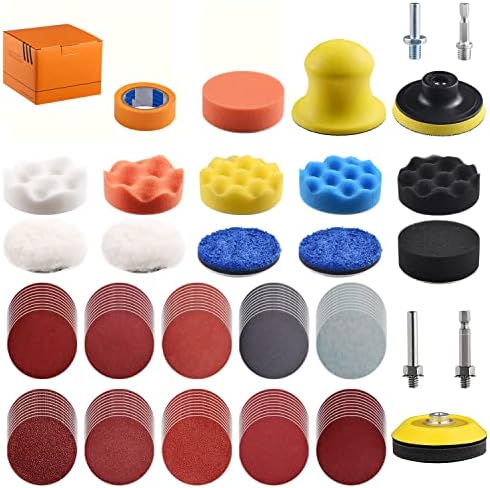 120Pack 3 Inch Polishing Pad for Drill Sanding Attachment Variety Kit with 5/16" and 1/4" Shanks for Car Buffer Polisher Waxing Sealing Glaze, Sanding Pads Includes 80-3000 Grit