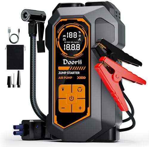 6000A Jump Starter with Air Compressor, 10-in-1 Car Jumper Starter Portable, 150PSI Tire Inflator/Air Pump, LED Flashlight for Up to 10.0L Gas / 8.0L Diesel Engines