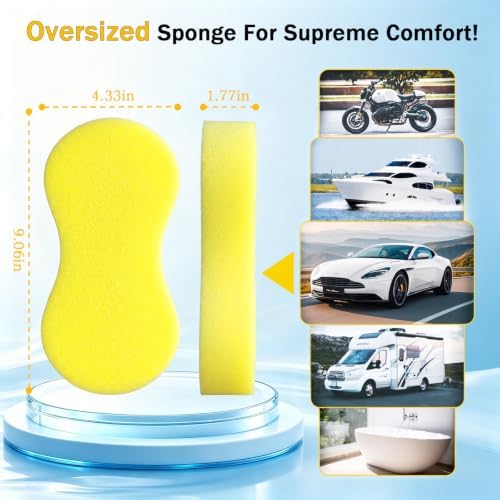 8-Pack Large Car Wash Sponge: Extra Thick Soft Foam Car Sponge for Washing