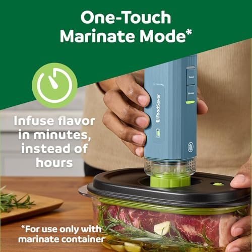 Mini Handheld Vacuum Sealer Machine with Marinate Setting & Charging Dock, Cordless Food Vacuum Sealer for Freezer, Storage, Sous Vide, Meal Prep, Blue
