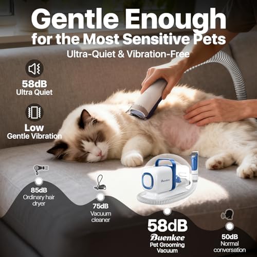 Dog Grooming Vacuum Kit, 15000Pa Clipper, Shedding Brush, 2L, White
