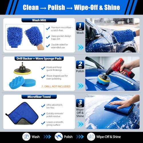 27Pcs Car Detailing Kit with Heavy Duty Detailing Brushes, Car Wash Cleaning Tool, Car Care kit for Comprehensive Car Wash Windshield Interior Exterior Wheels, Blue (27pcs)