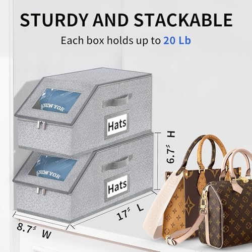 Stackable Hat Storage for Baseball Caps - Hat Organizer with Clear Window