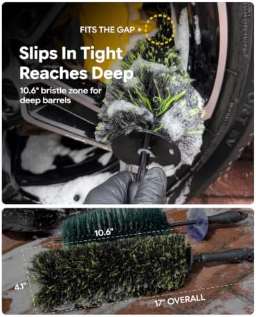 Car Wheel Barrel Brush - Deep Rim Detailing, 17" Long Reach