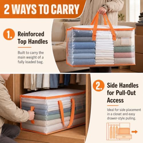 10-Pack Clear Moving Bags Heavy Duty Extra Large, Storage Totes