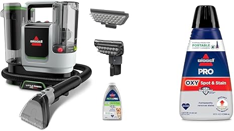BISSELL Little Green ProHeat SmartMix, Portable Deep Cleaner, Self-Cleaning Tough Stain Tool and Specialized Pet Hair Removal Tool Included + Oxy Spot & Stain Formula - Cleanova