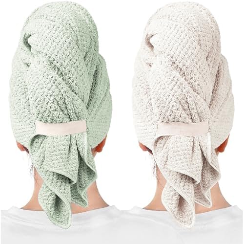 2-Pack Large Microfiber Hair Towel Wraps for Women, 27 × 39 in
