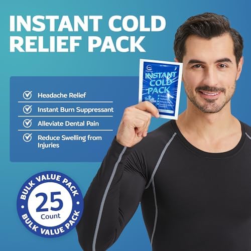 25 Pack Instant Ice Packs for Injuries, Disposable First Aid Cold Packs