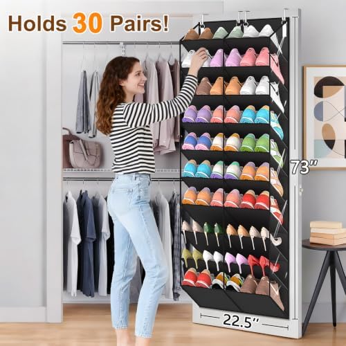 20-30 Pairs Over the Door Shoe Organizer, 10-Tier Door Shoes Rack