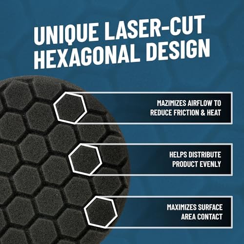 Hex-Logic Finishing Foam Pad, Black, 5.5 in for 5 in, 3 Pack