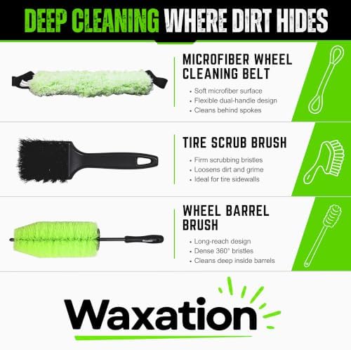 Car Wheel Detailing Kit - 8-Piece Brush Set for Rims & Tires