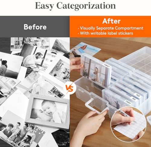 16 Pcs Photo Storage Box for 4"x 6" Pictures, Acid-Free, Clear