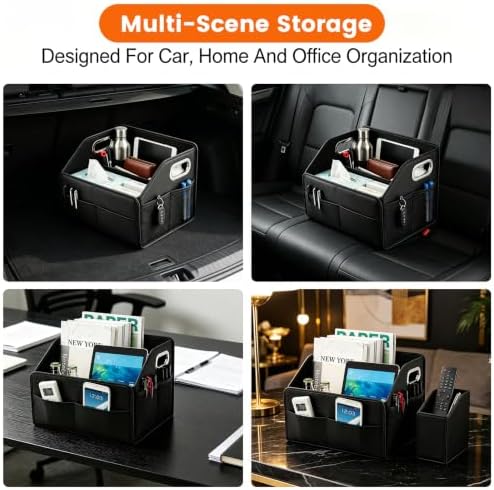 Car Storage Organizer, Waterproof PU Leather Car Organizer, Foldable Car
