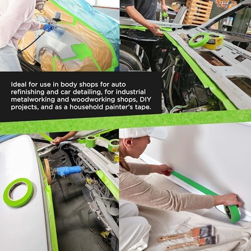 Green Automotive Masking Tape 3/4, 1-1/2, 2" 55 Yard Rolls 1 Each