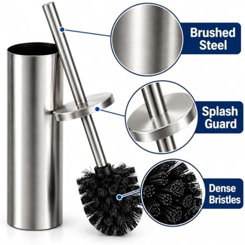 Toilet Brush and Holder Set, Stainless Steel 304 Toilet Bowl Brush