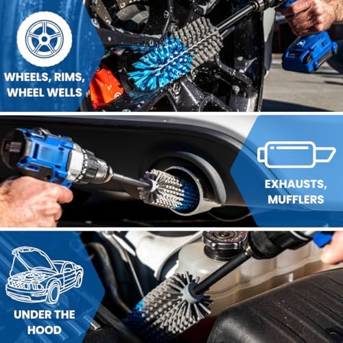 Long Reach Wheel Brush for Drill, Car Detailing Attachment