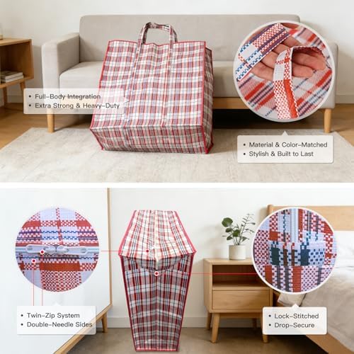 3 Pack 158L Extra Large Moving Bags - Zippers & Wrap-Around Handles