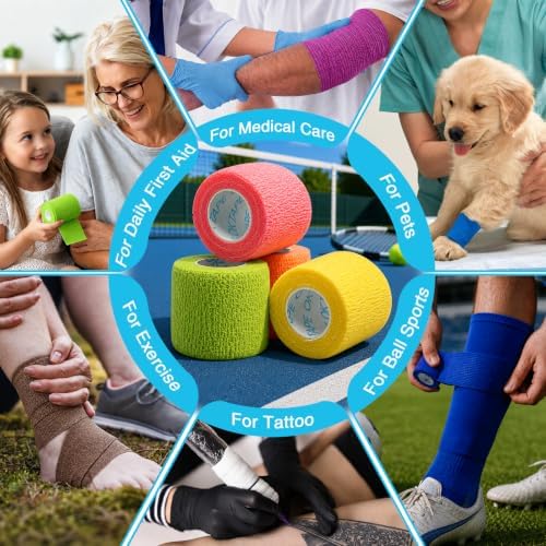 Self Adhesive Bandage Wrap 2 Inch x 5 Yds 64 Rolls - Assorted