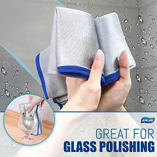 Glass Polishing Streak Free Miracle Cleaning Cloth, Silver-Orange Blue