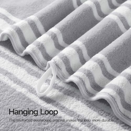 Microfiber Bath Towels 2‑Pack, Super Soft - Striped Grey