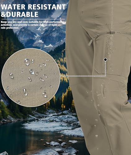 Mens Hiking Pants Lightweight Nylon Stretch Cargo Work Pants for Men Waterproof with Pockets