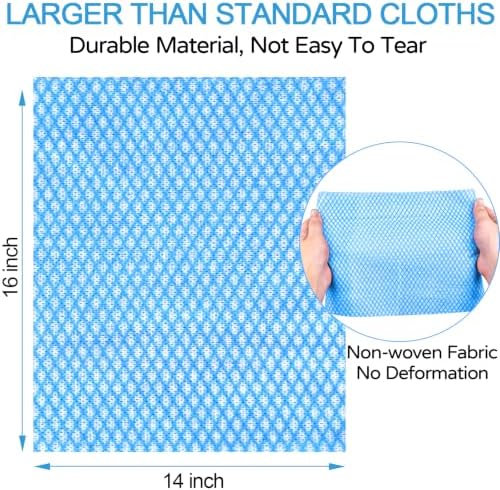 200 Pack Disposable Dish Cloths 14×16 in, Handy Wipes Reuseable Cleaning Cloths Disposable Cleaning Towels for Kitchen and Home, Blue