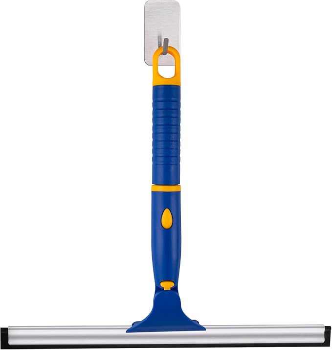 10" Swivel Window Cleaning Squeegee, All-Purpose Anti-Slip Window Squeegee with 2 Blades, Window Cleaner Tool Bathroom Squeegee for Shower Doors, Tile Shower Walls，Mirrors,Car Windshields