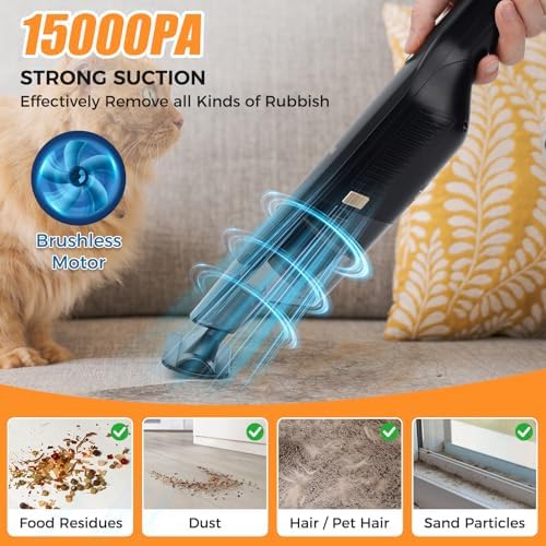 Handheld Vacuum Cordless,15KPA Vacuum with Storage Dock,Black