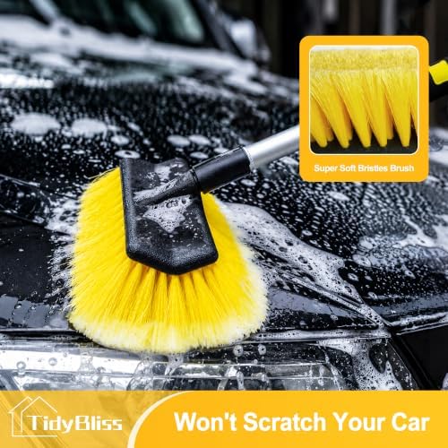 Car Wash Brush with Hose Attachment, 51" Aluminum Long Handle