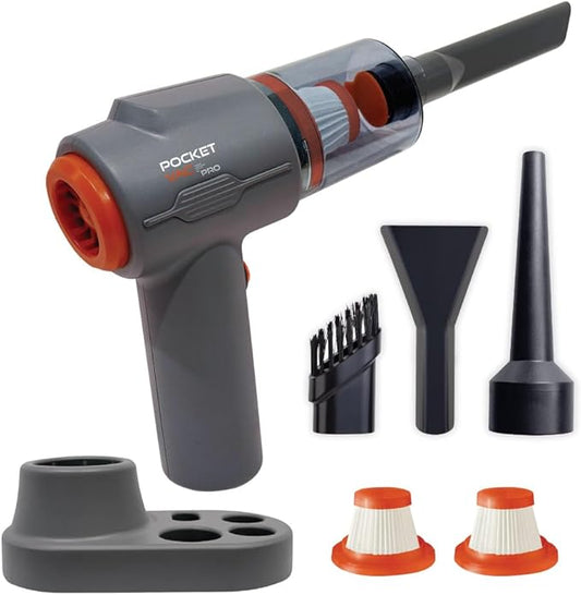 Pocket Vac PRO Handheld Vacuum and Docking Station, Compact Wireless Vacuum Cleaner, Lightweight Powerful for Home Kitchen Car Corner Upholstery Pet Hair Dust Crumbs Cleaning