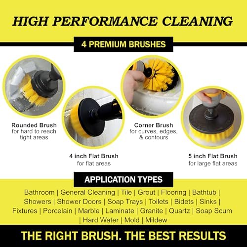 Electric Nylon Drill Brush Attachment Set for Bathroom Cleaning