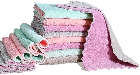 12 Pack Cleaning Cloth Kitchen Cloth, Dish Towels Super Absorbent Coral Velvet Dishtowels, Microfiber Premium Soft Tea T
