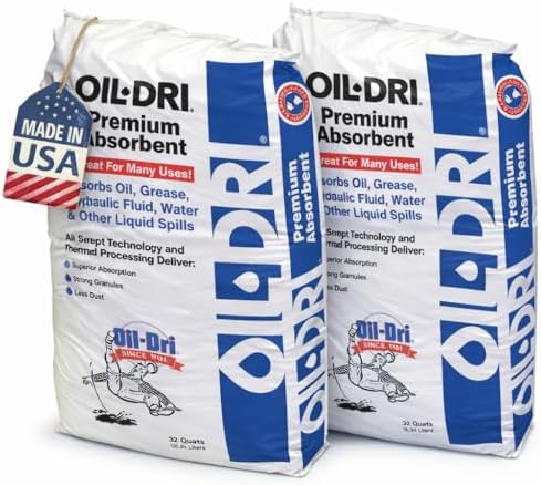 2 Pack Oil-Dri Premium Absorbent (36 lb Bags) - Multi-Purpose Montmorillonite Clay - Absorbs Oil, Grease, Hydraulic Fluid & Water Spills - Heavy Duty Shop Floor Dry - 72 lbs Total