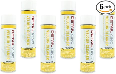 Detail King Automotive Velour Upholstery Cleaner (6 Pack) - Versatile Aerosol Spray - Fabric & Carpet