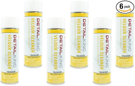 Detail King Automotive Velour Upholstery Cleaner (6 Pack) - Versatile Aerosol Spray - Fabric & Carpet