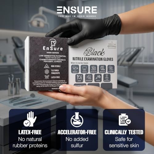 Black Nitrile Gloves Medical Latex Free Low Dermatitis Gloves 5 Mil