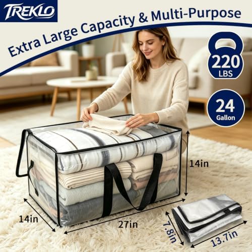 Heavy-Duty Moving Bags with strong handles (6, Clear, Medium)