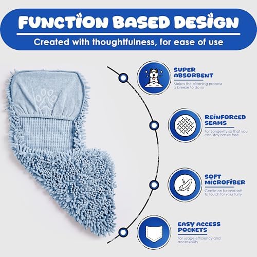 Dog Drying Towel, Absorbent Microfiber Bath Towel with Hand Pockets