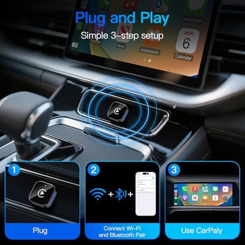 (2026 Upgraded) 2 in 1 Wireless CarPlay Adapter for Apple iPhone＆Android