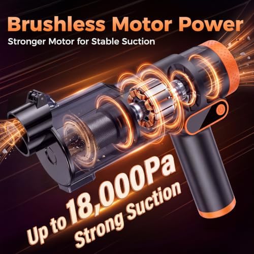 Cordless Handheld Vacuum, 18000Pa Car Vacuum Brushless Motor
