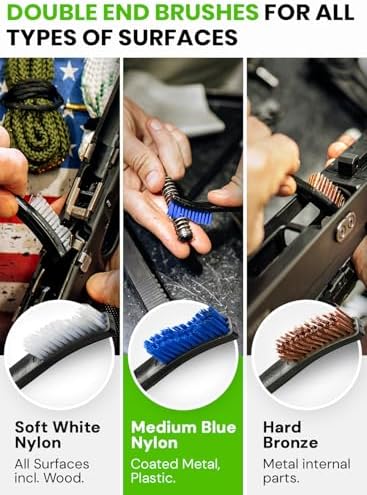 Bore Cleaner Gun Cleaning Kit For 12Ga / 5.56 / 9mm Gun Cleaning Snake, Gun Cleaning Supplies Incl. Gun Cleaning Patches, 6-inch Gun Cleaning Swabs, Gun Brushes, Cleaning Picks, Needle Oil Applicator